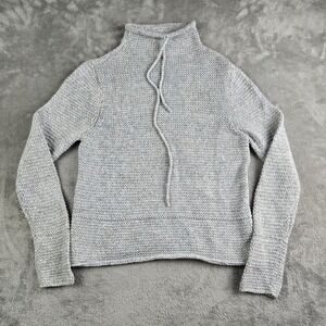 Co & Eddy Sweater Women Medium Gray Chunky Knit Mock Neck Long Sleeve Drawstring